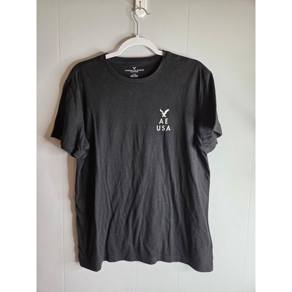 American Eagle Outfitters Mens Black AE USA Graphic Logo T-Shirt Large 2134